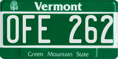 VT license plate OFE262