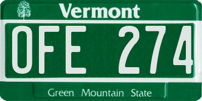 VT license plate OFE274