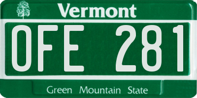 VT license plate OFE281