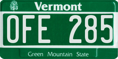 VT license plate OFE285