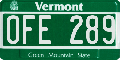 VT license plate OFE289