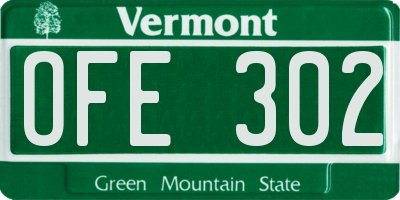VT license plate OFE302