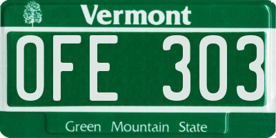 VT license plate OFE303