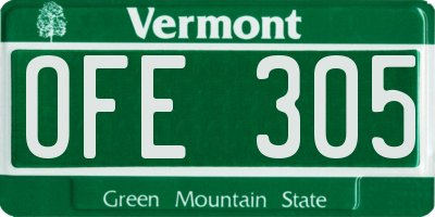 VT license plate OFE305