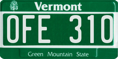 VT license plate OFE310