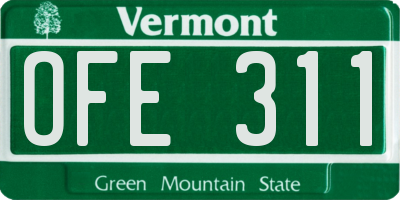 VT license plate OFE311