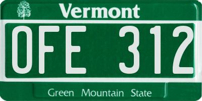 VT license plate OFE312