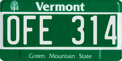 VT license plate OFE314