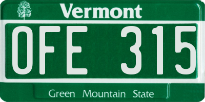 VT license plate OFE315