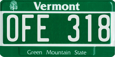 VT license plate OFE318