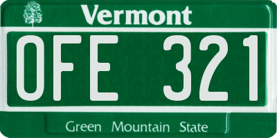 VT license plate OFE321