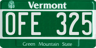 VT license plate OFE325