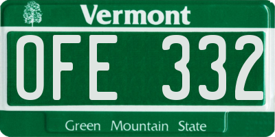 VT license plate OFE332