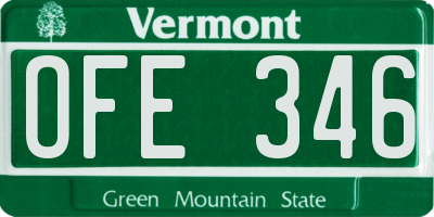 VT license plate OFE346