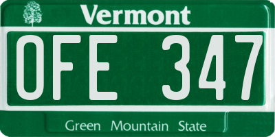 VT license plate OFE347