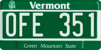 VT license plate OFE351