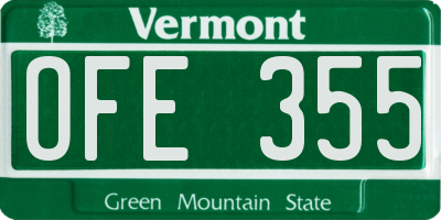 VT license plate OFE355
