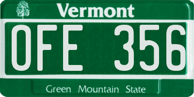 VT license plate OFE356