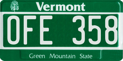 VT license plate OFE358
