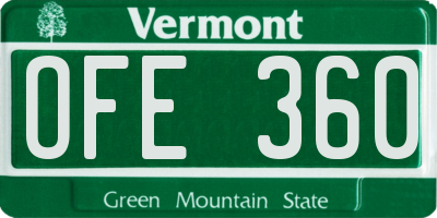 VT license plate OFE360