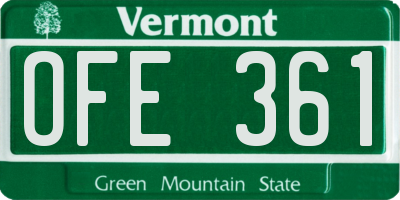 VT license plate OFE361