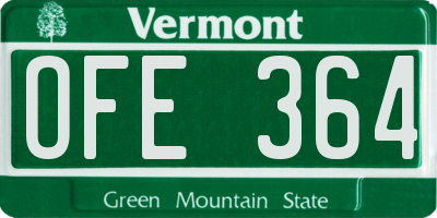 VT license plate OFE364