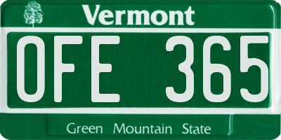 VT license plate OFE365