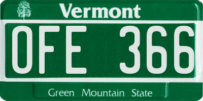 VT license plate OFE366