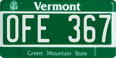 VT license plate OFE367