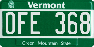VT license plate OFE368