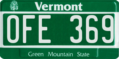 VT license plate OFE369