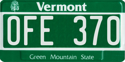 VT license plate OFE370