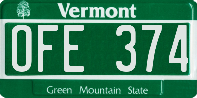VT license plate OFE374