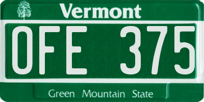 VT license plate OFE375