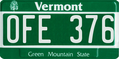 VT license plate OFE376