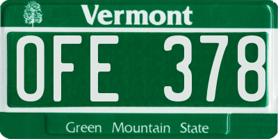 VT license plate OFE378
