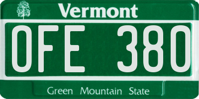 VT license plate OFE380