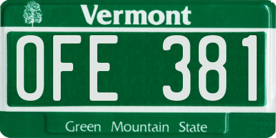 VT license plate OFE381