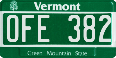 VT license plate OFE382