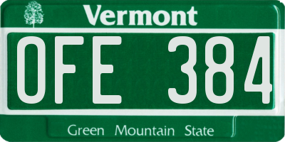VT license plate OFE384