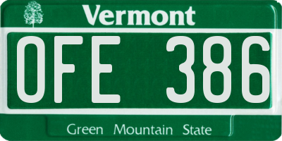 VT license plate OFE386