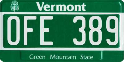 VT license plate OFE389