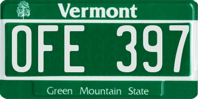 VT license plate OFE397