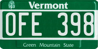 VT license plate OFE398