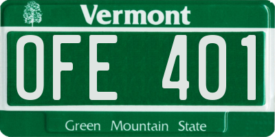 VT license plate OFE401