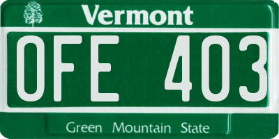 VT license plate OFE403