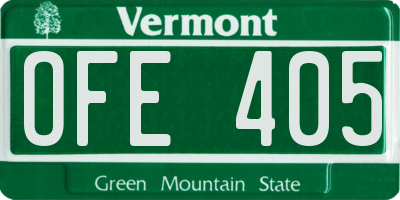 VT license plate OFE405