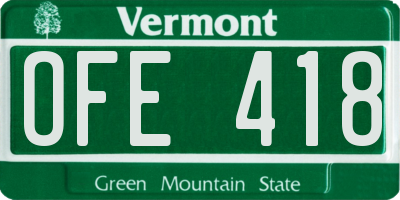 VT license plate OFE418