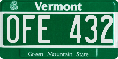 VT license plate OFE432
