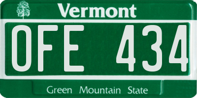 VT license plate OFE434